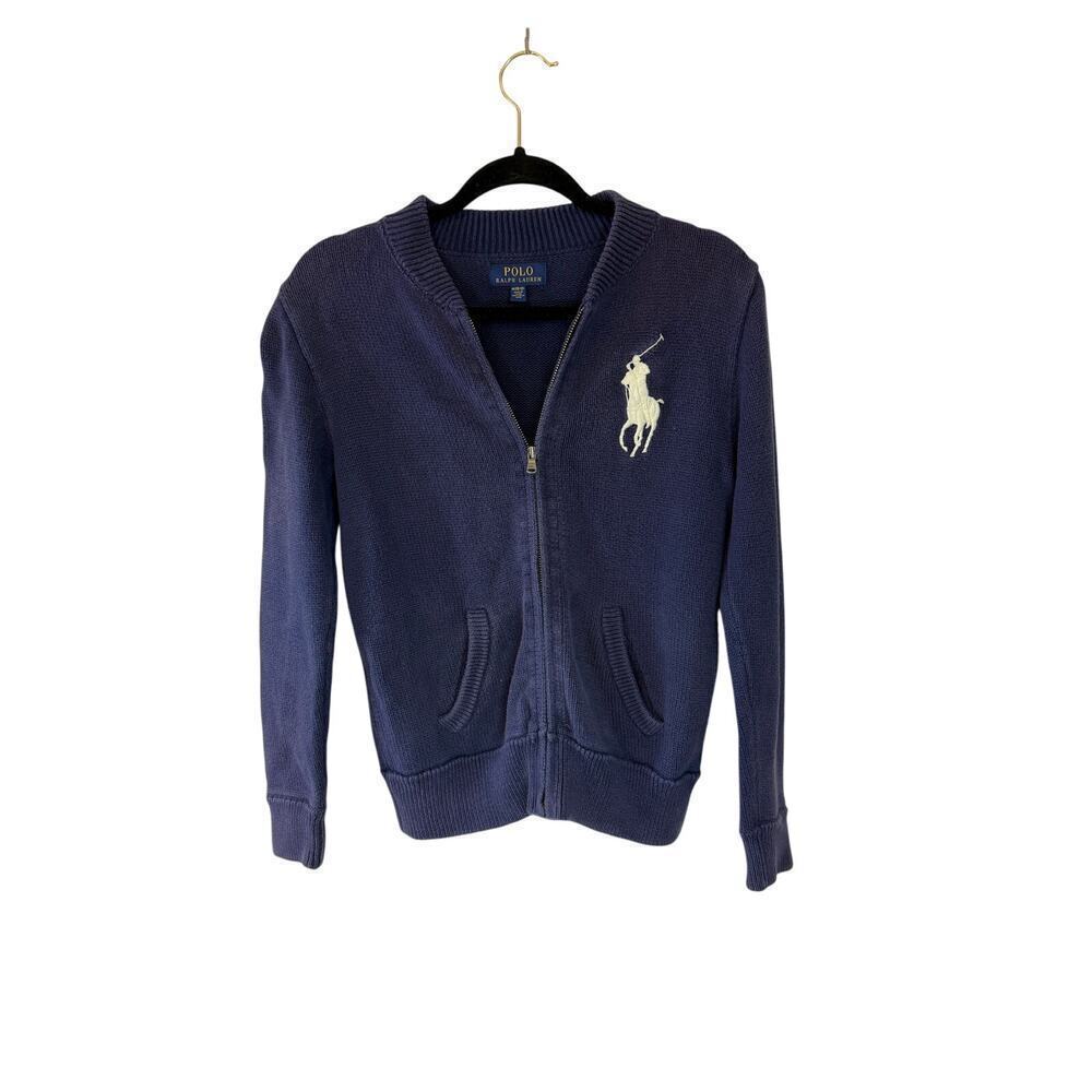 Ralph Lauren Polo big pony full zip sweater navy youth size XL